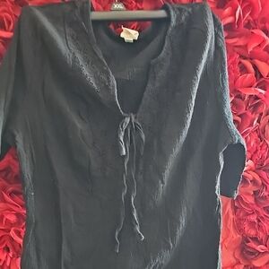 Merona Girls Black Short Sleeve Dress With Eyelit Detail Size Large